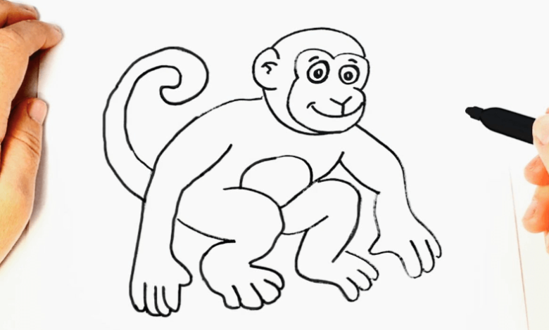 Outline:2mn7gemndqm= Monkey Drawing