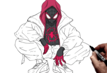 Outline:8wtb8rtmudu= Miles Morales Drawing