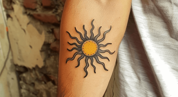 Simple:-6aqeaavndc= Sun Tattoo